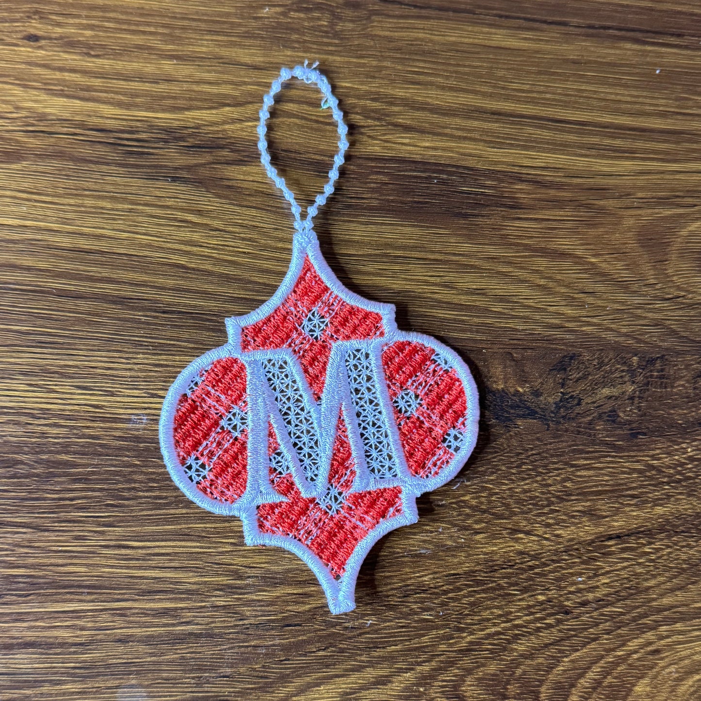 Gingham Initial Ornament