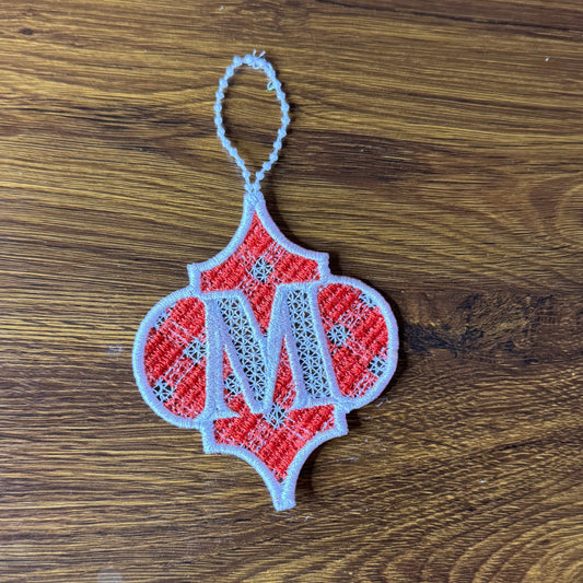Gingham Initial Ornament