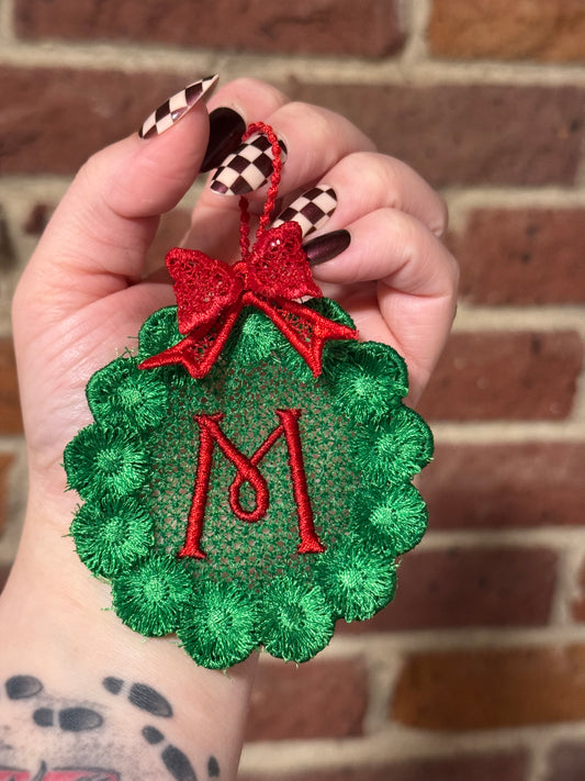 Wreath Initial Ornament